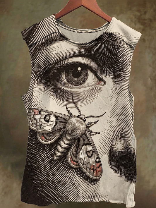 Unisex Abstract Butterfly Pattern Print Casual Cotton Tank Top
