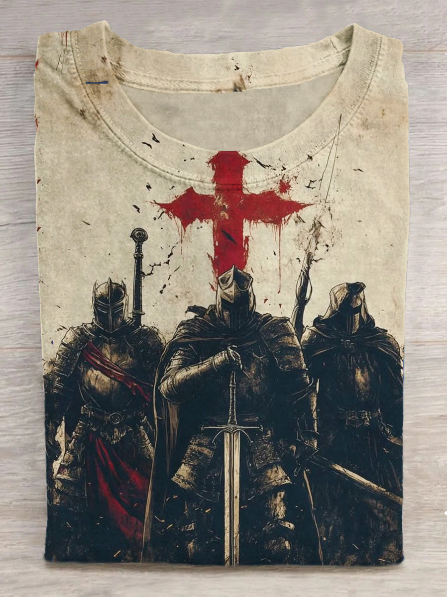 Crusader Legion Print Crew Neck Short Sleeve T-Shirt