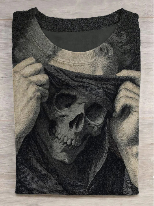 Human Skin Skeleton Print Crew Neck Short Sleeve T-Shirt