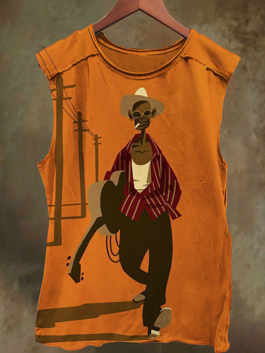 Unisex Denim Road Trip Print Casual Cotton Tank Top