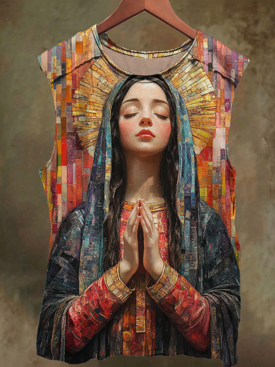 Unisex Holy Light Virgin Print Casual Cotton Tank Top