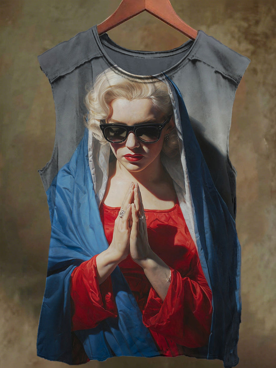 Unisex Girls' Prayer Graffiti Print Casual Cotton Tank Top