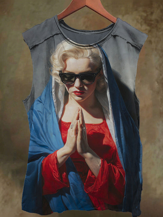 Unisex Girls' Prayer Graffiti Print Casual Cotton Tank Top