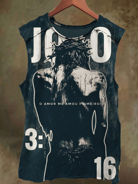 Unisex Jesus Silhouette Print Casual Cotton Tank Top