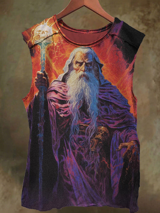 Unisex Wizard Print Casual Cotton Tank Top