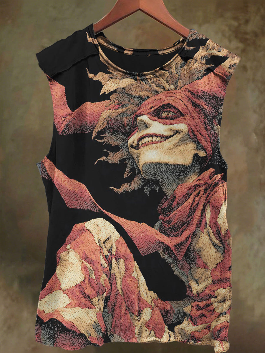 Unisex Evil Boy Circus Print Casual Cotton Tank Top