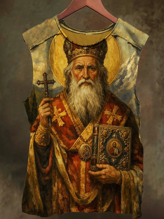 Unisex Pope and Faith Print Casual Cotton Tank Top