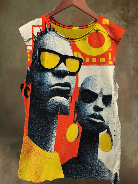Unisex Casual Youth Graffiti Print Cotton Tank Top