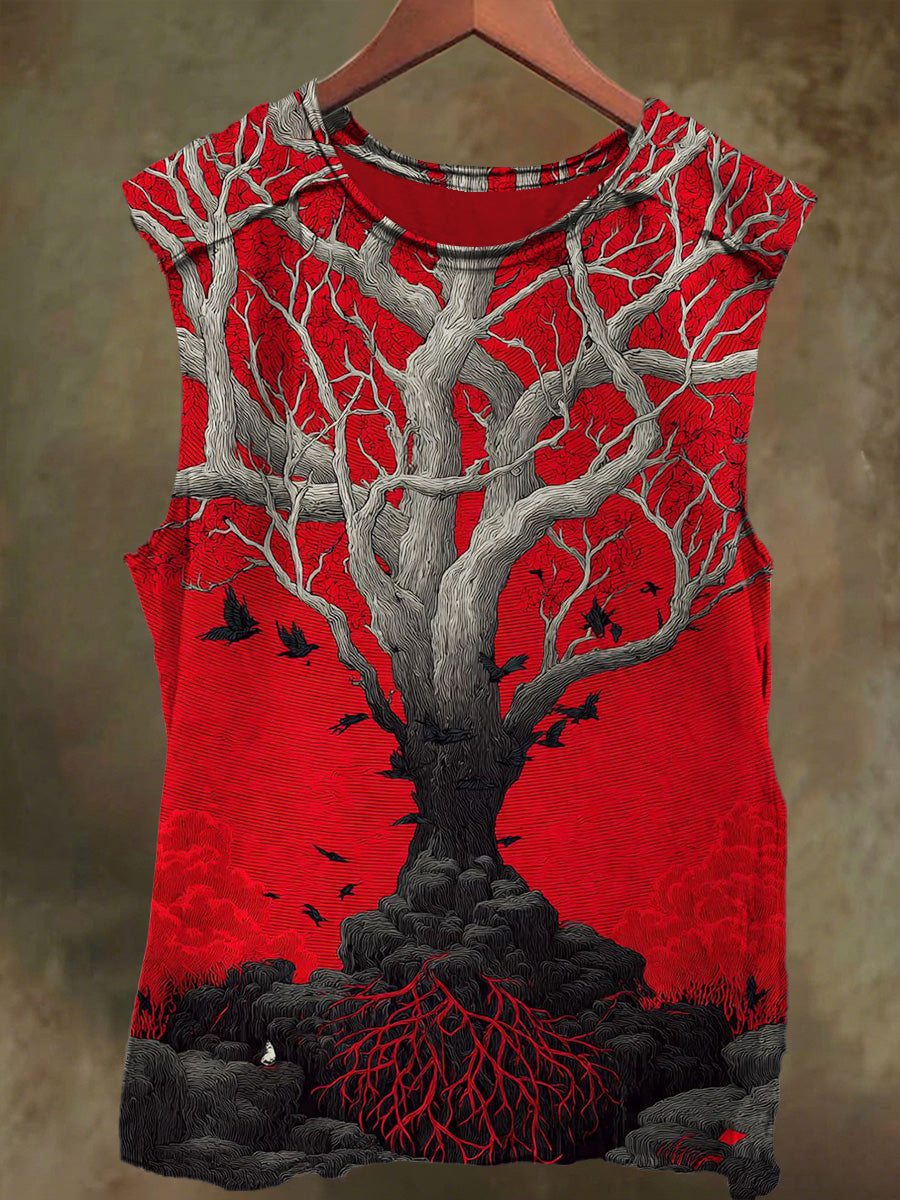 Unisex Life Faith Tree Print Casual Cotton Tank Top