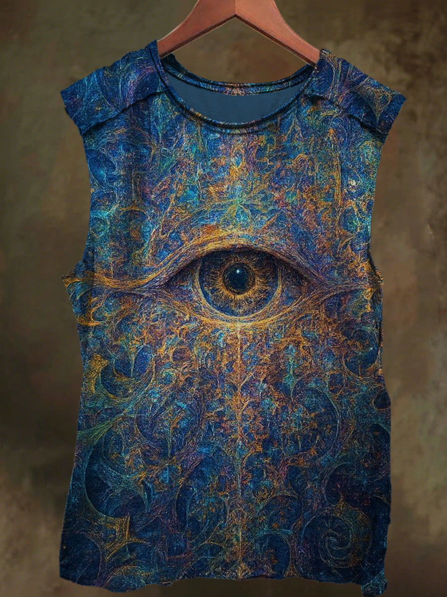 Unisex Eye Print Casual Cotton Tank Top