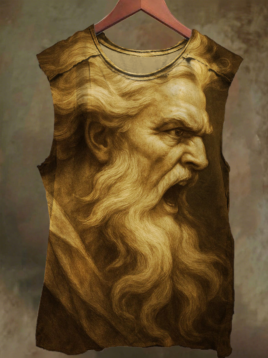 Unisex Screaming King Print Casual Cotton Tank Top