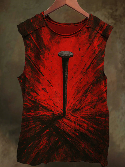 Unisex Jesus Nail Print Casual Cotton Tank Top
