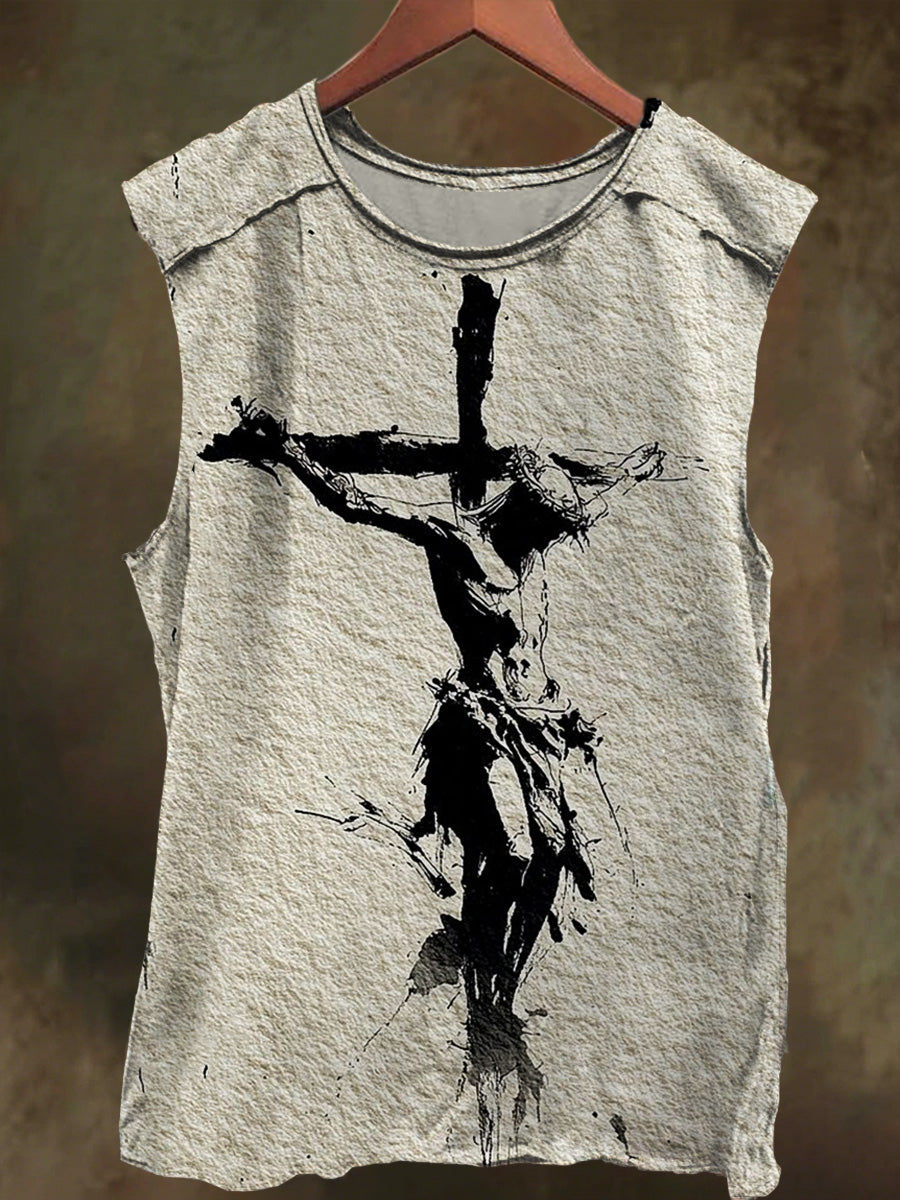Unisex Cross-Printed Jesus T-Shirt in Casual Cotton