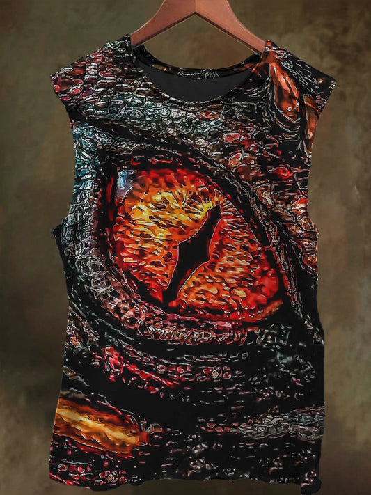 Unisex Dragon's Eye Print Casual Cotton Tank Top
