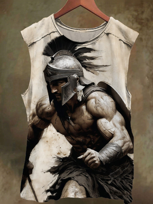 Unisex Combat Knight Print Casual Cotton Tank Top