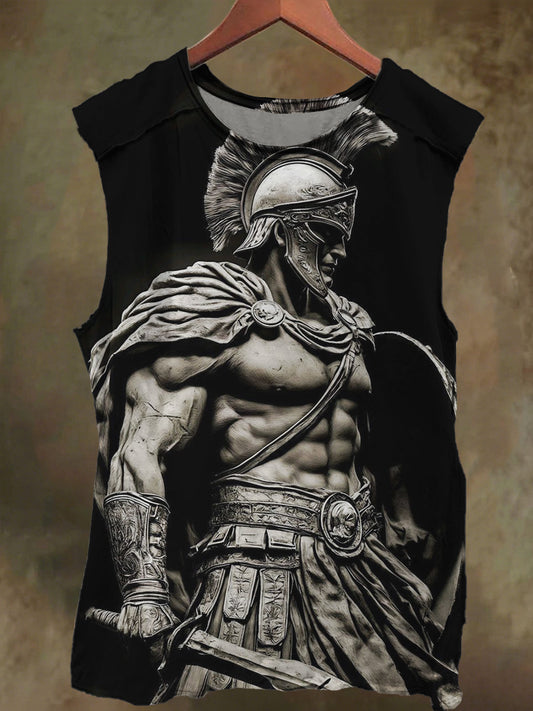 Unisex Muscle Warrior Print Casual Cotton Tank Top