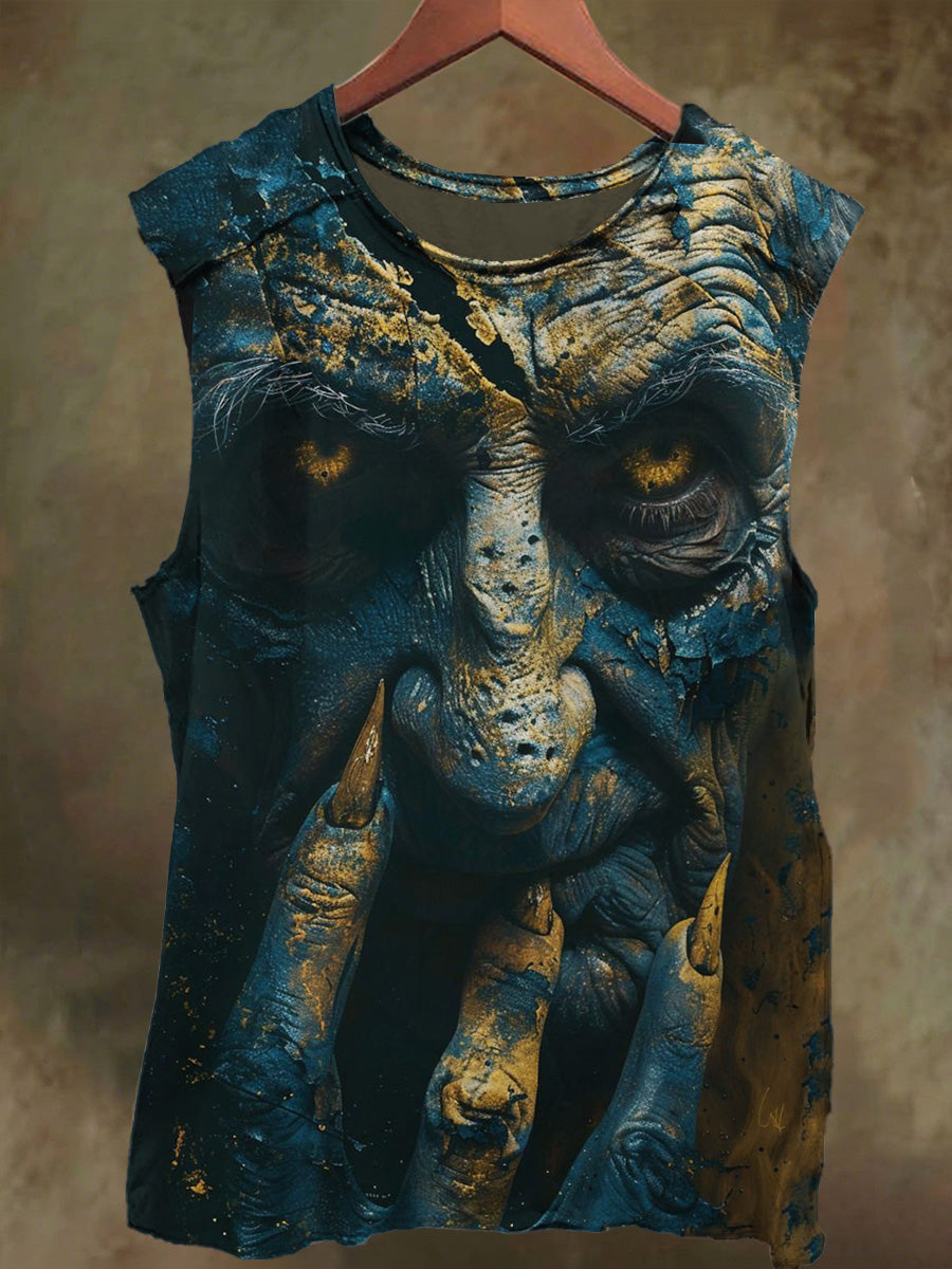 Unisex Oil Painting Wizard Print Casual Cotton Tank Top