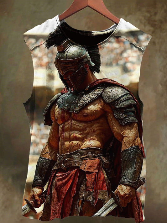 Unisex Combat Gladiator Print Casual Cotton Tank Top