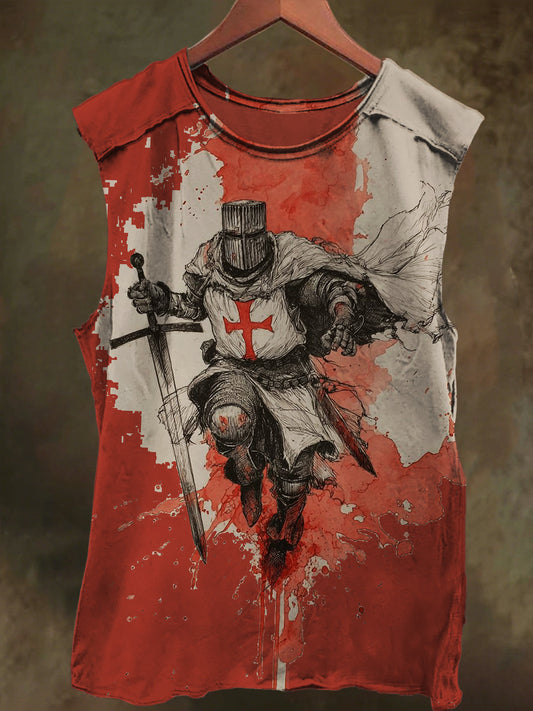 Unisex Blood Crusader Print Casual Cotton Tank Top