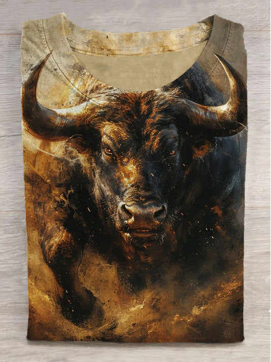 Buffalo Print Crew Neck Short Sleeve T-Shirt