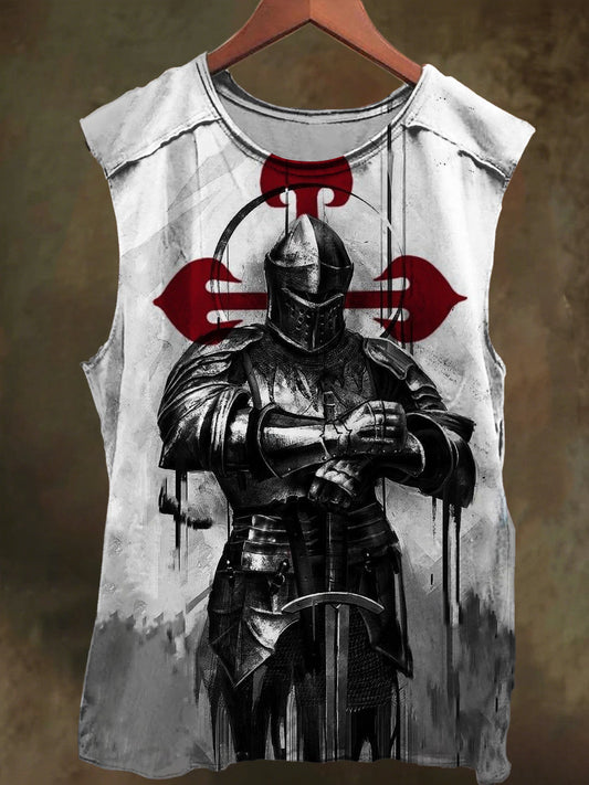 Unisex Cross Warrior Print Casual Cotton Tank Top