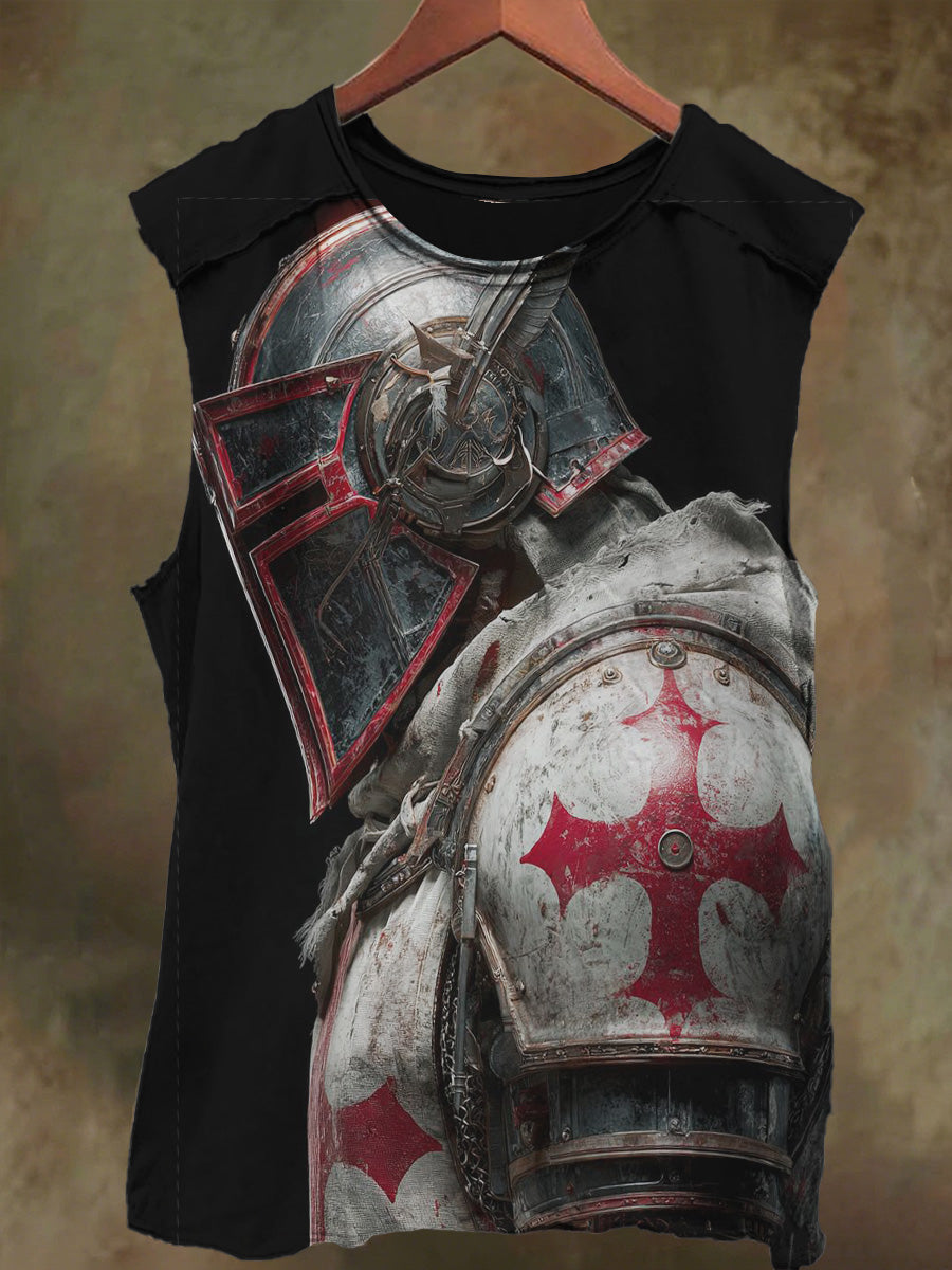 Unisex Cross Warrior Print Casual Cotton Tank Top