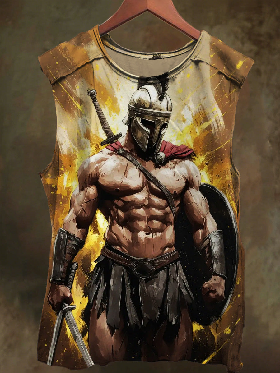 Unisex Muscle Gladiator Print Casual Cotton Tank Top