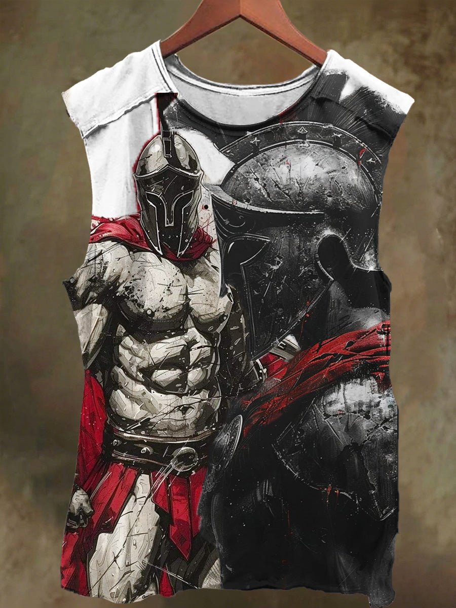 Unisex Knight Gladiator Print Casual Cotton Tank Top