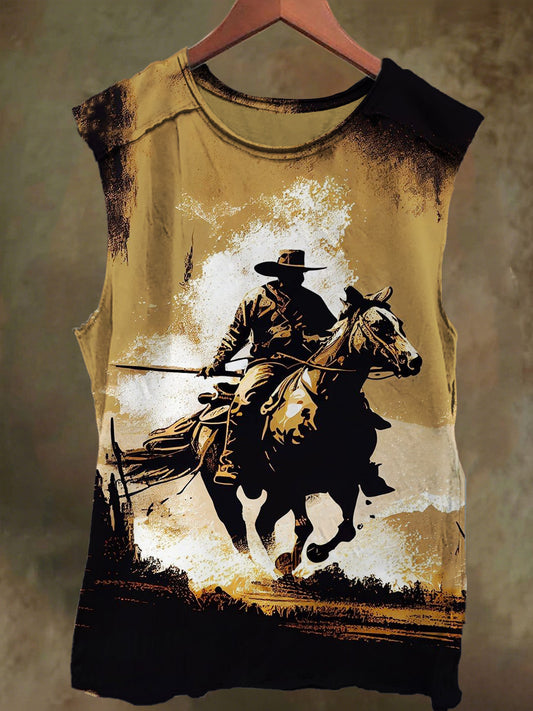 Unisex Denim Road Trip Print Casual Cotton Tank Top