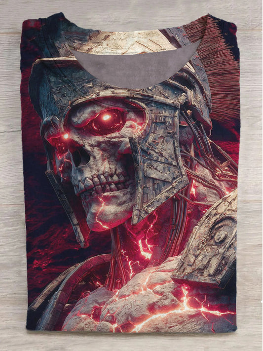 Soldier's Skull Print Crew Neck Short Sleeve T-Shirt