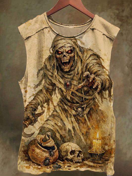 Unisex Skeleton Zombie Print Casual Cotton Tank Top