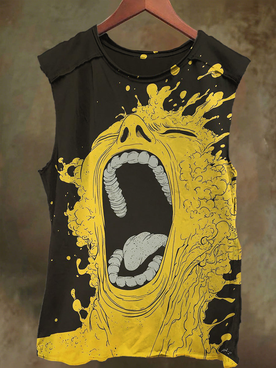 Unisex Scream Graffiti Print Casual Cotton Tank Top
