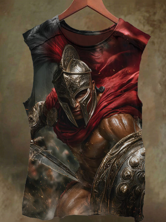 Unisex Muscle Warrior Print Casual Cotton Tank Top