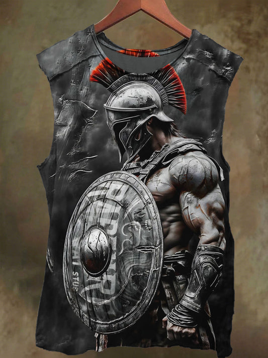 Unisex Muscle Warrior Print Casual Cotton Tank Top