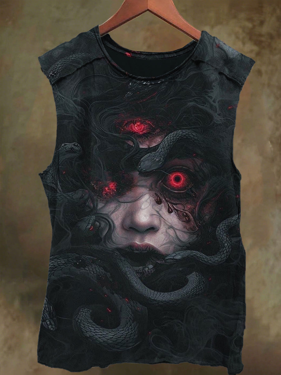 Unisex Snake-Printed Cotton Tank Top for Girls