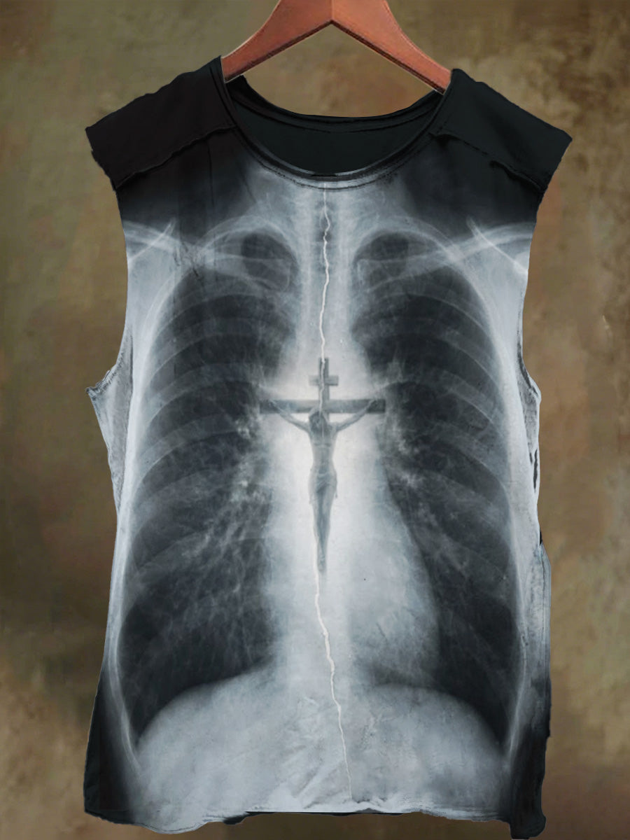 Unisex Cross-Printed Jesus Casual Cotton Tank Top