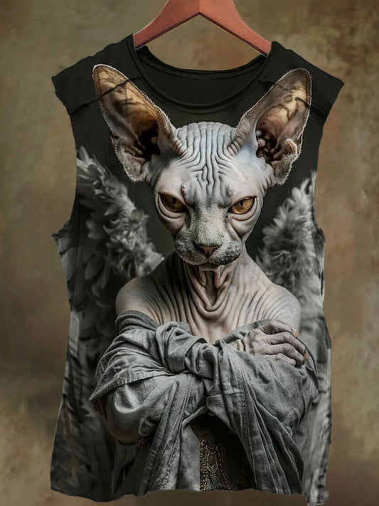 Unisex Fallen Angel Dog Print Casual Cotton Tank Top