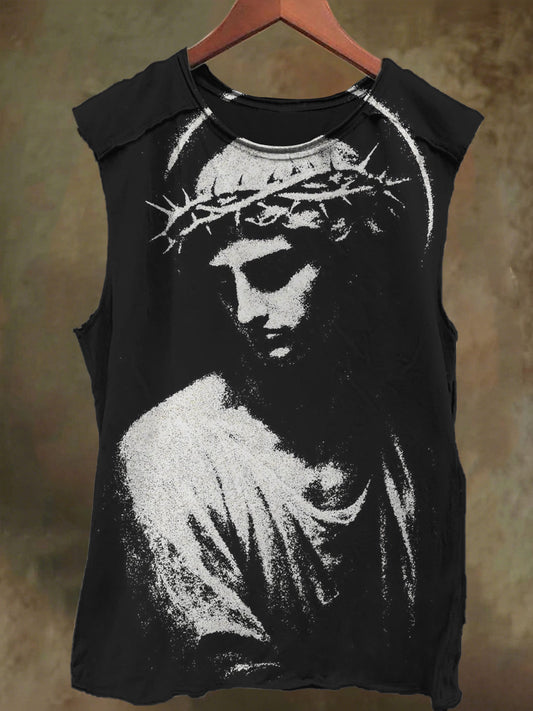 Unisex Thorn God Print Casual Cotton Tank Top