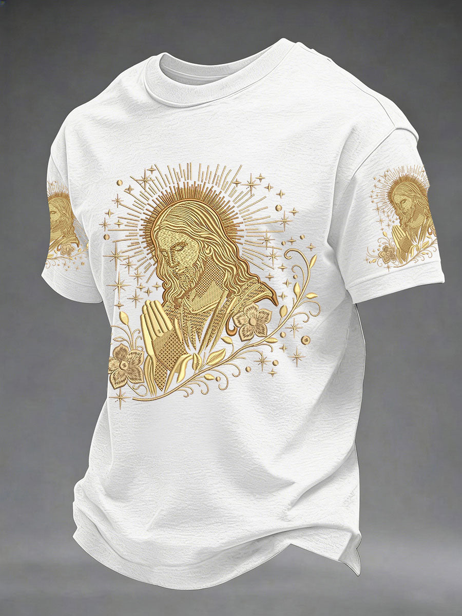Men's Jesus Print Casual T-Shirt