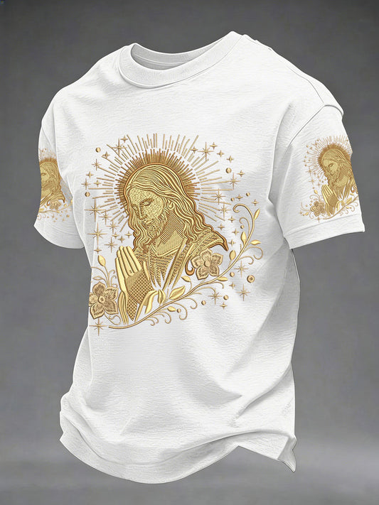 Men's Jesus Print Casual T-Shirt