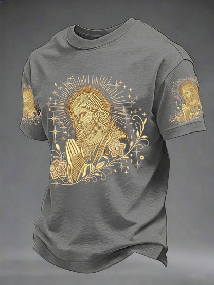 Men's Jesus Print Casual T-Shirt