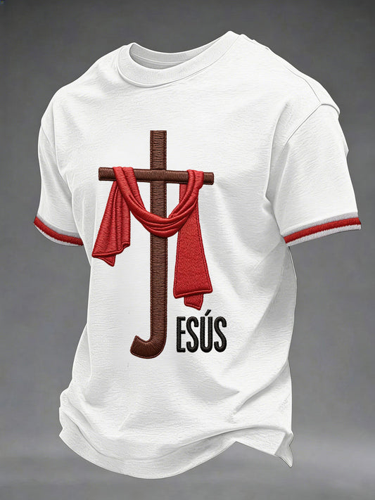 Men's Jesus Print Casual T-Shirt