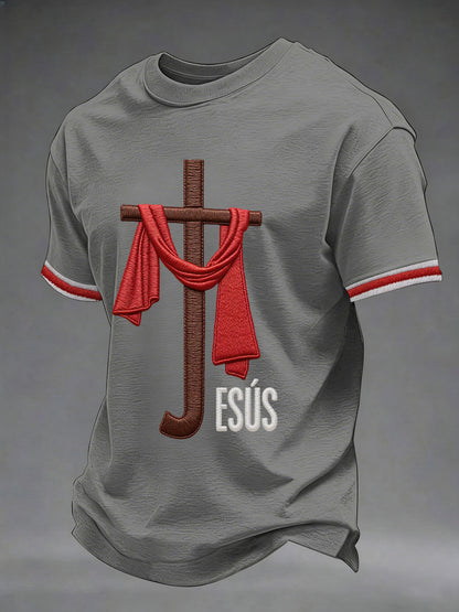 Men's Jesus Print Casual T-Shirt