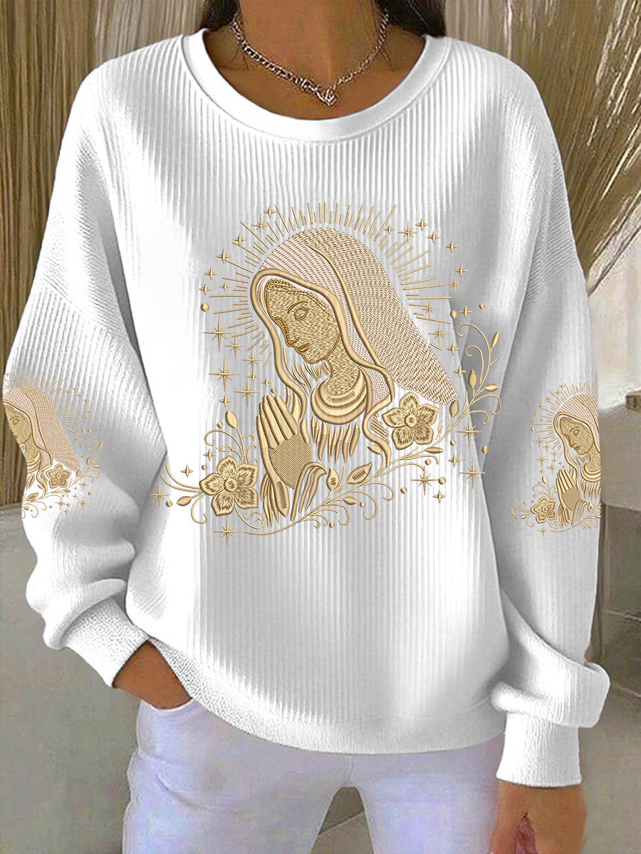 Women's Virgin Mary Print Casual Sweatshirt