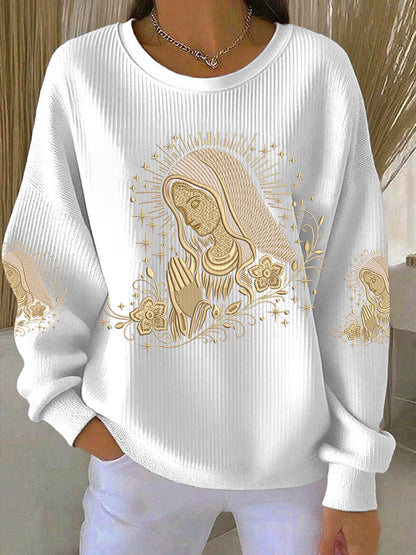 Women's Virgin Mary Print Casual Sweatshirt