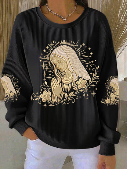 Women's Virgin Mary Print Casual Sweatshirt