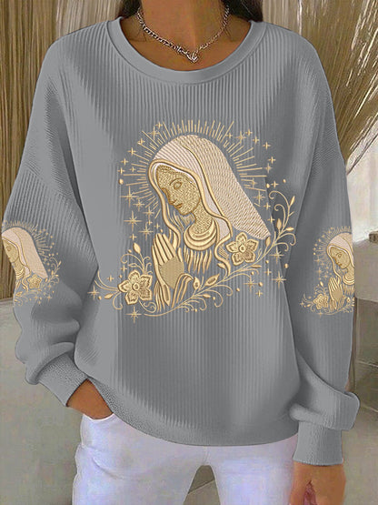 Women's Virgin Mary Print Casual Sweatshirt