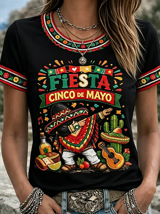 Women's Mexican Cinco de Mayo Printed short-sleeved T-shirt