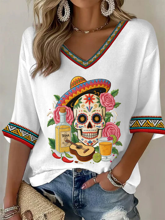 Women's Cinco De Mayo Print Waffle T-shirt