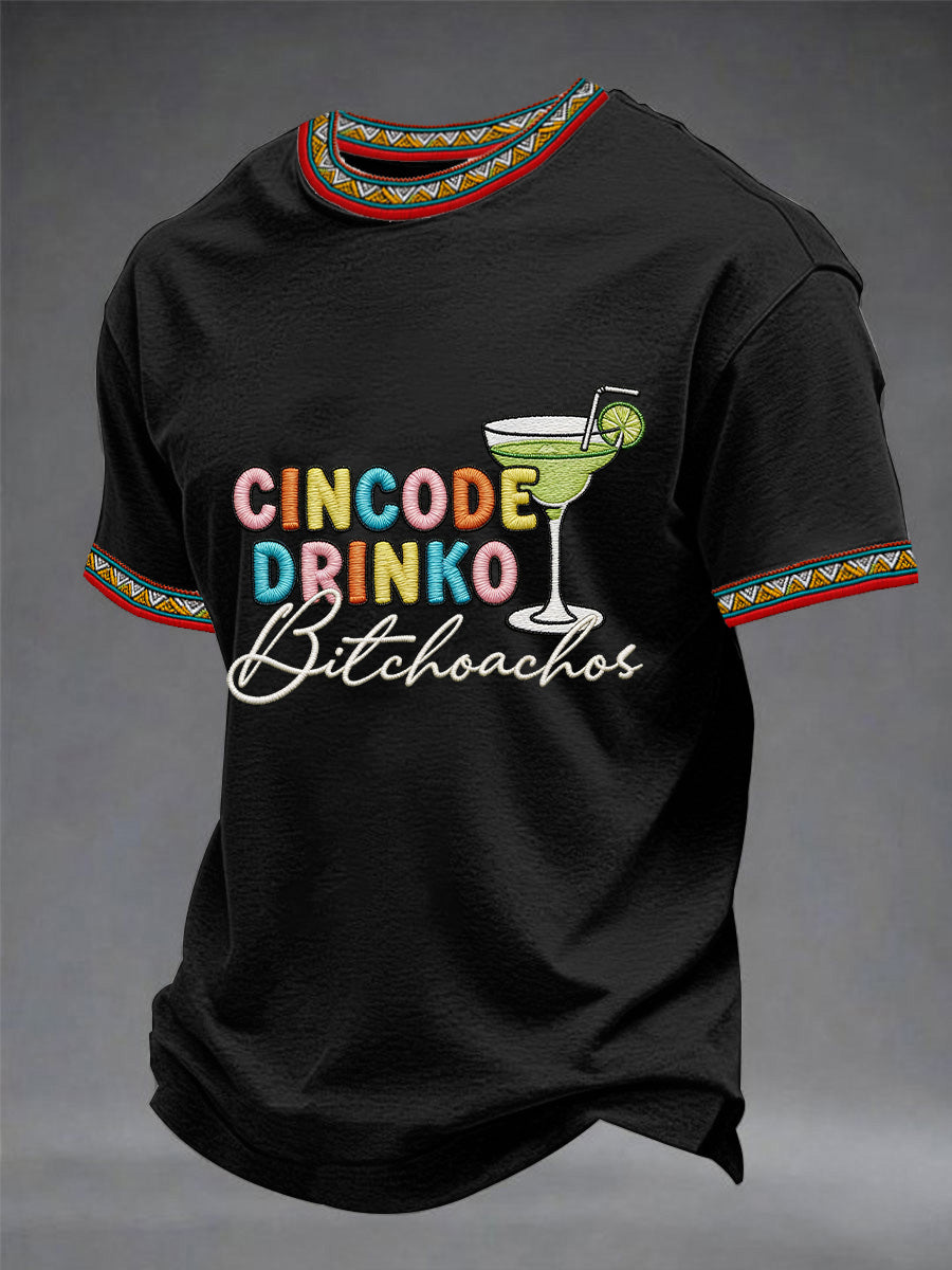 Men's Funny Cinco De Mayo Bitchachos Skull Print Tee